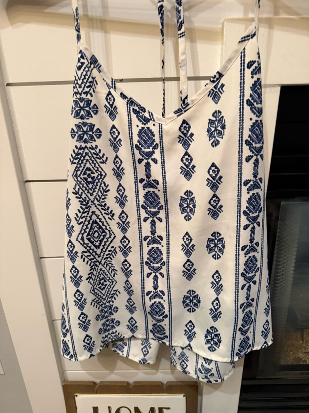 White & Blue Classic Hollister women’s Strappy Tank Top size Small Grecian vibe